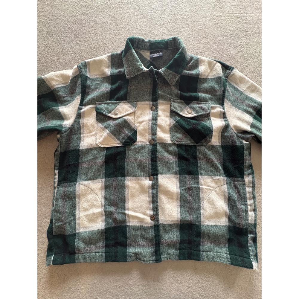 HFX Mens XL Green Buffalo Plaid Snap Front Flannel Shirt Jacket Shacket